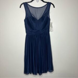NWT David’s Bridal navy‎ blue bridesmaid dress knee length size 4